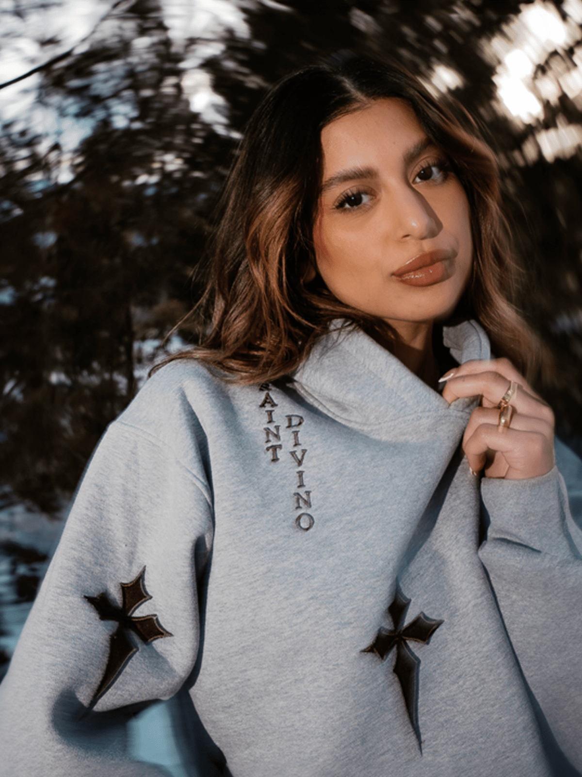 Scattered Grey Cross Hoodie