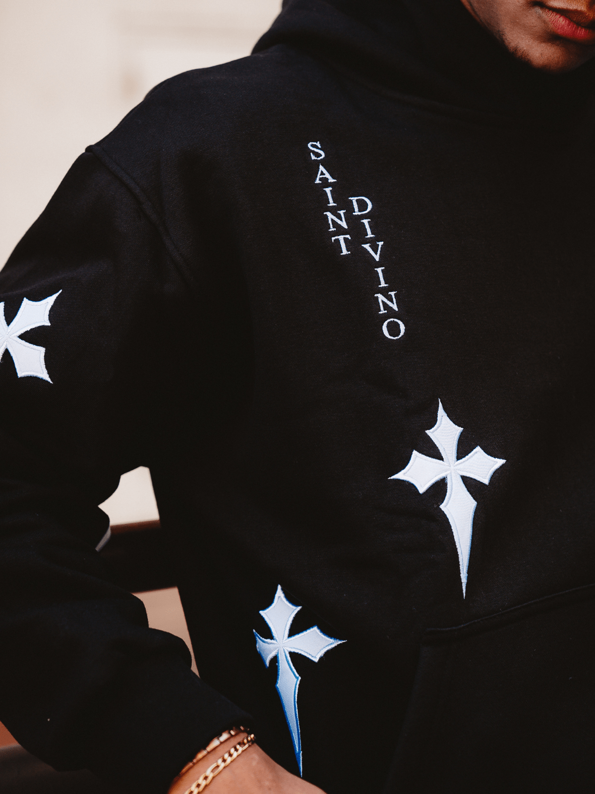 Scattered Black Cross Hoodie