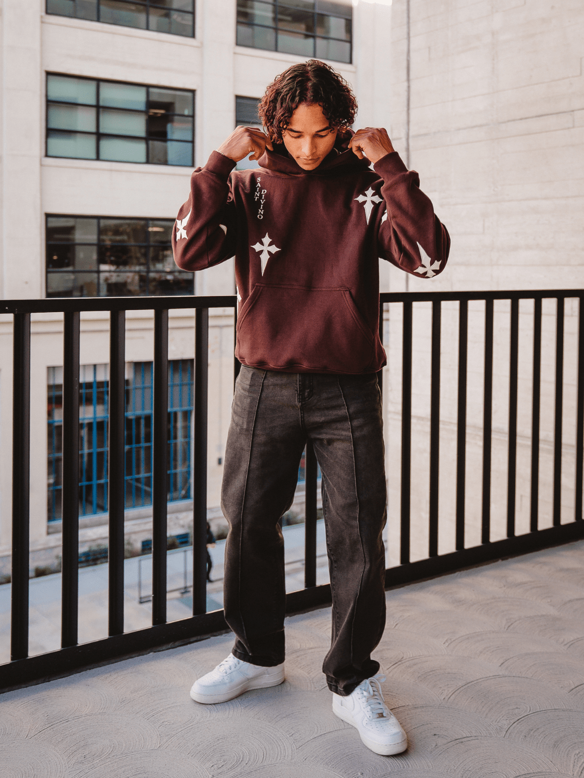 Scattered Brown Cross Hoodie