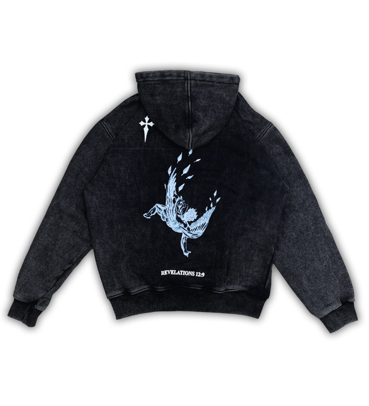 Black Ash Hoodie: Fallen Angel – Saint Divino Black Ash Hoodie: Fallen Angel – Saint Divino