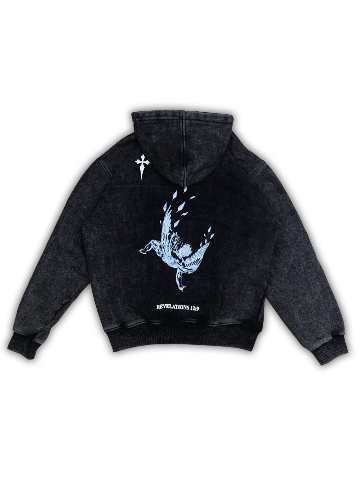 Black Ash Hoodie: Fallen Angel – Saint Divino Black Ash Hoodie: Fallen Angel – Saint Divino